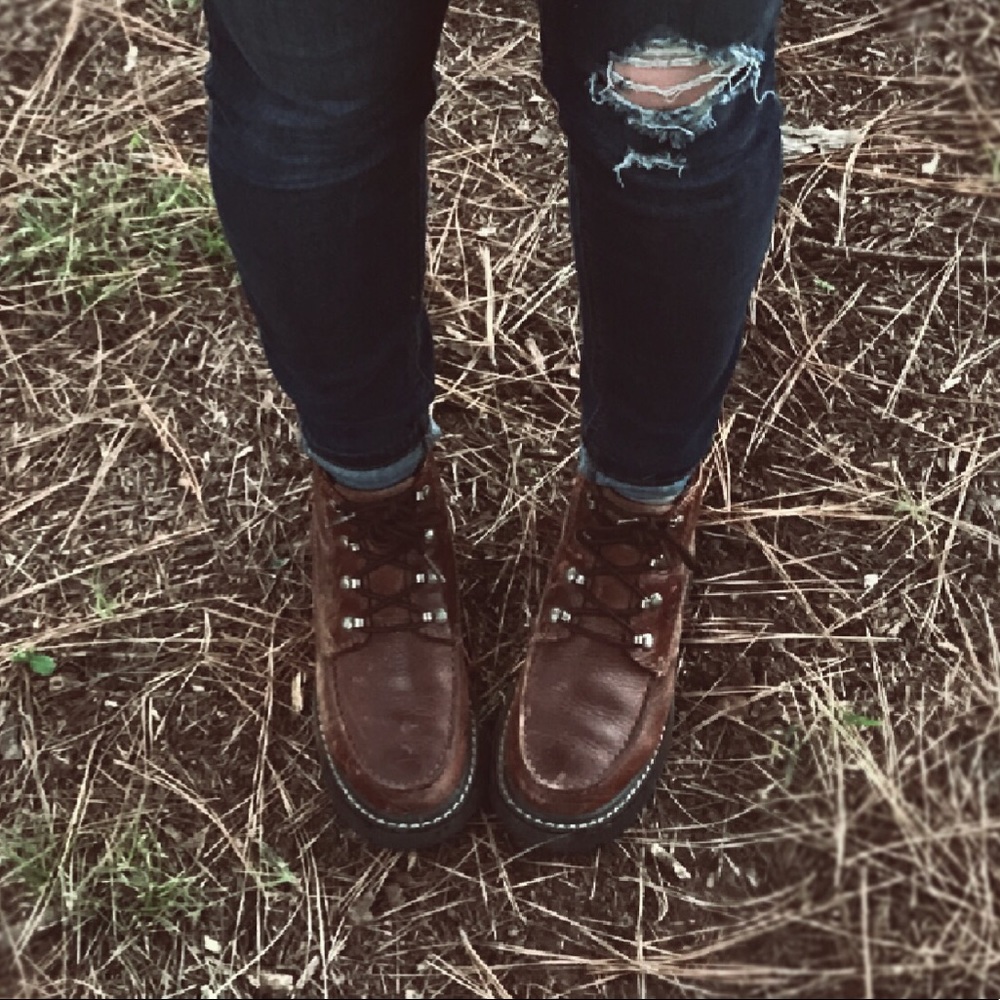 Ariat Ankle hiking lace up boots.